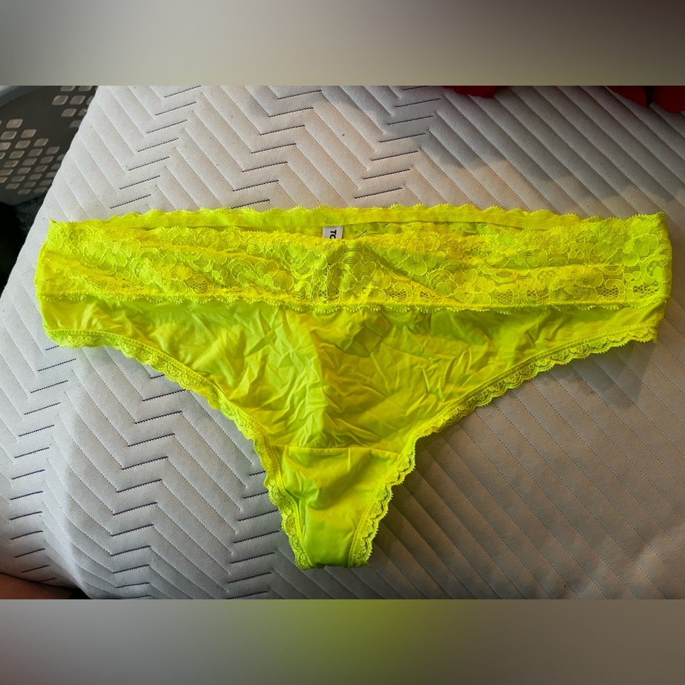 Neon yellow lace thong